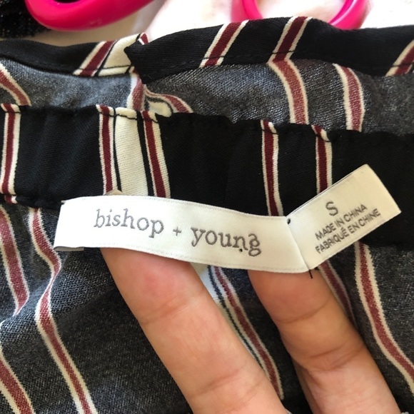 Bishop + Young Blue Stripe Asymmetrical Ruffle Top - Picture 7 of 8